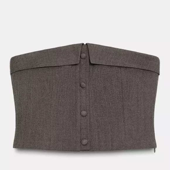 NWT Zara Herringbone Bustier Corset Tube Top - Picture 7 of 13